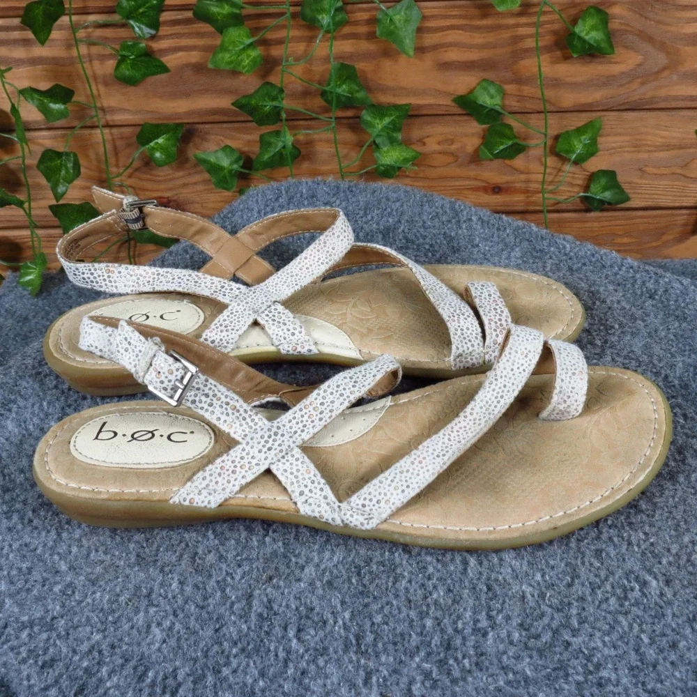 B.O.C. Halida Women Sandal Size 9 Casual Daily Wear‎ Cream Metallic Fabric